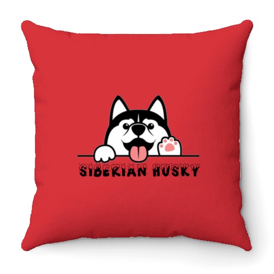 siberian husky Throw Pillows