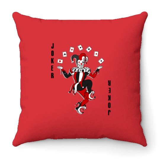 Joker Joggling Card Throw Pillows