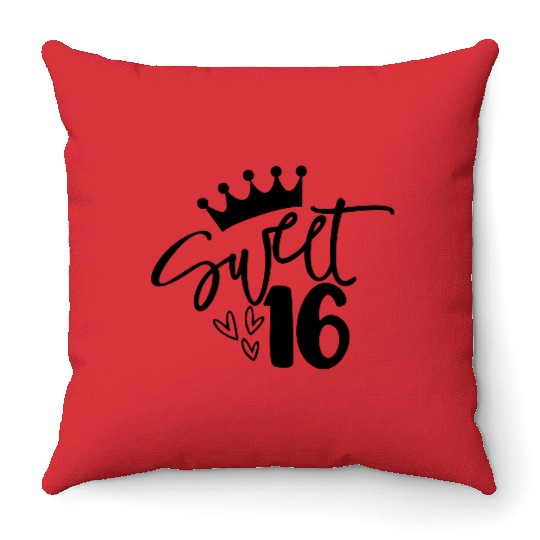 Sweet 16, 16th birthday Throw Pillows