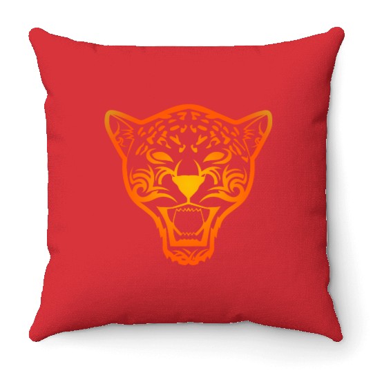 T Tattoo Jaguar Face Gift Idea Throw Pillows