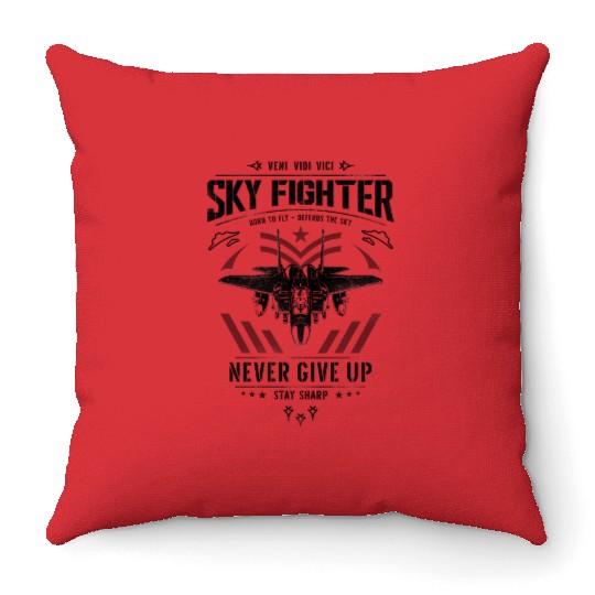 Fighter jet airplane pilot Throw Pillows