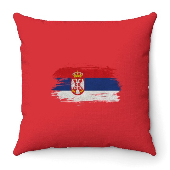 Serbia Vintage Flag Throw Pillows