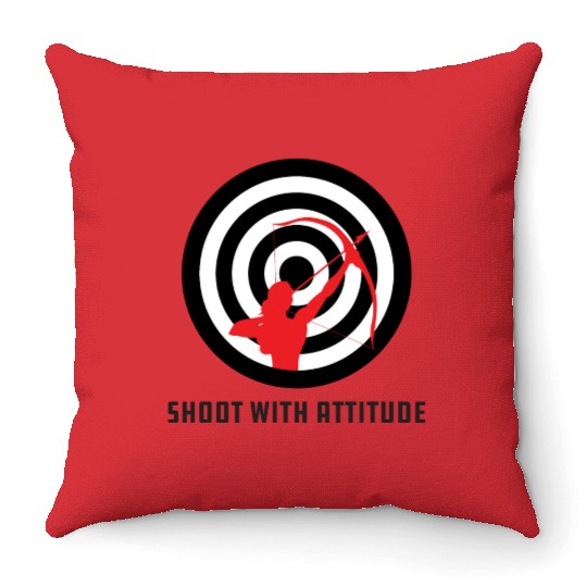 Shoot With Attitude Archery Girl Archer Bullseye Throw Pillows