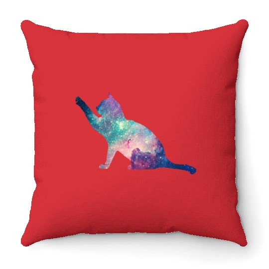 galaxy cat for cats lovers Throw Pillows