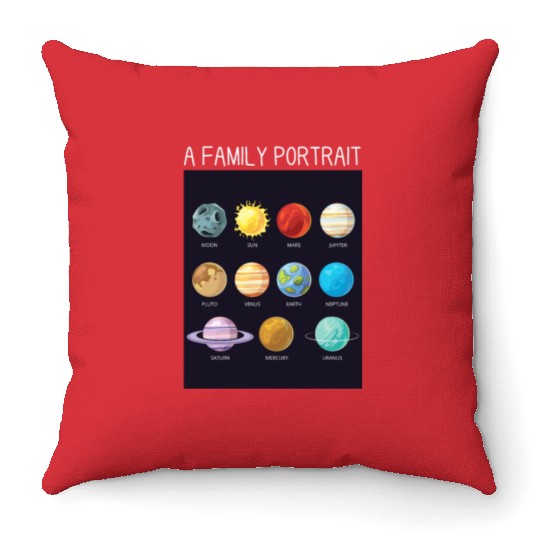 Outer Space Nerd Solar System Planets Sun Moon Throw Pillows