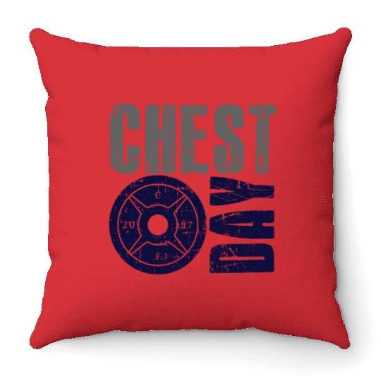 Chest Day Pectoral Exercise Gym Rat Throw Pillows
