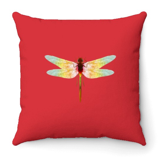 fascinating iridescent drawing of a dragonfly Throw Pillows