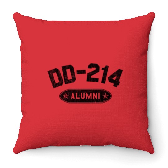 DD-214 Alumni In Black US Military Distressed Throw Pillows