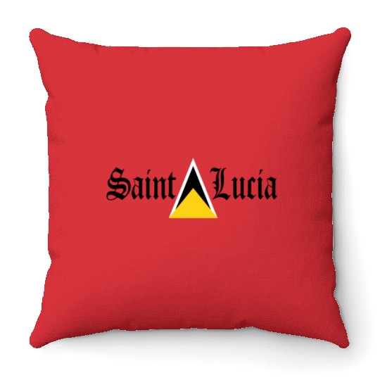 Saint Lucia Flag Blackletter St Lucia Caribbean Throw Pillows