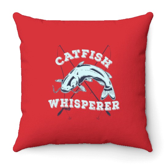 Catfish Whisperer Fisherman Catfishing Freshwater Throw Pillows