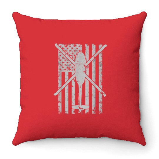Uh 60 Black Hawk Military Helicopter Patriotic Fla Throw Pillows