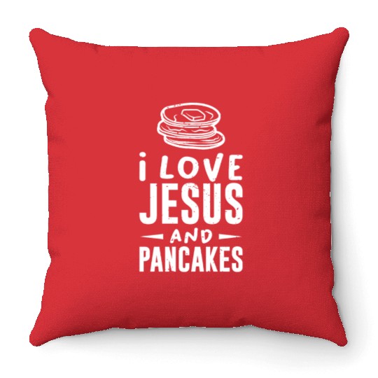 Christian Faith I love Jesus and Pancakes Gift Throw Pillows