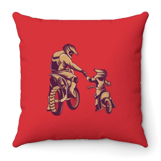 Title: Motocross Dirt Bike Fathers Day Throw Pillows