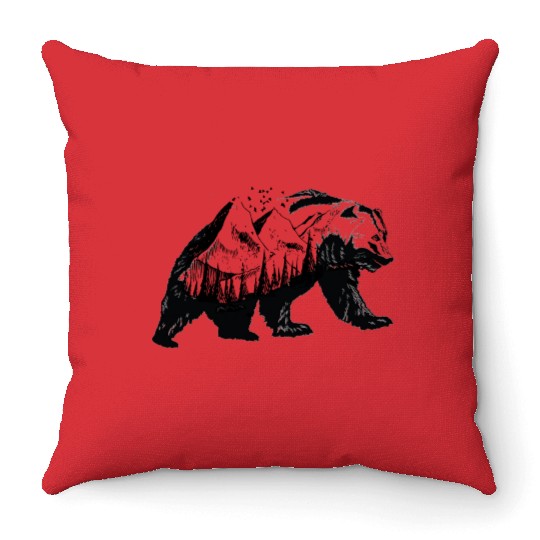 Natural bear Throw Pillows