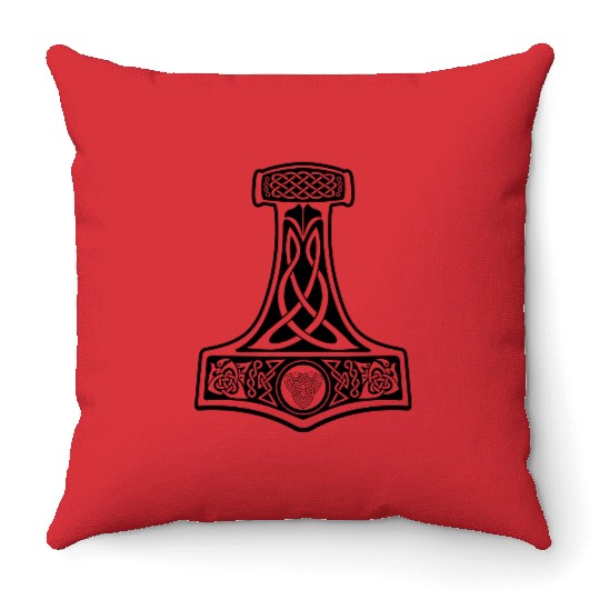 Viking thor hammer Throw Pillows