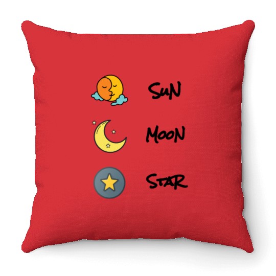 sun moon and star Throw Pillows