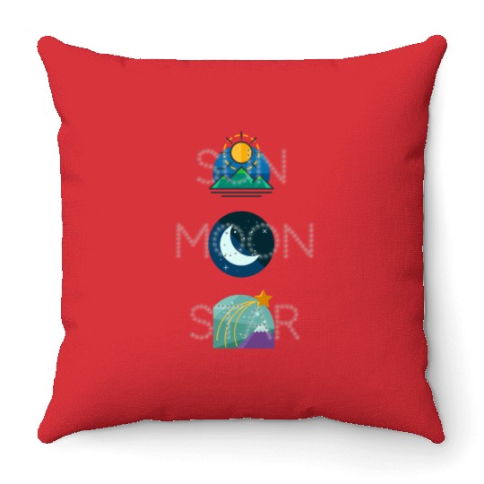 sun moon and star Throw Pillows