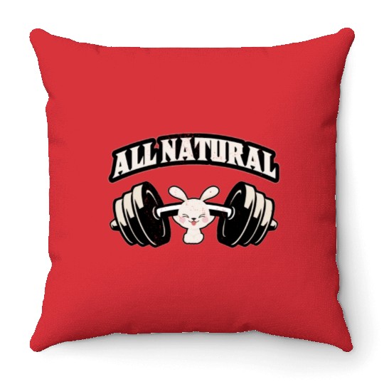 Cute Rabbit Weightlifting Gym Fitness Muscle Build Throw Pillows