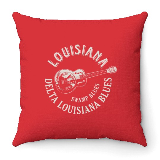 Louisiana Delta Blues Swamp Blues Guitar Throw Pillows