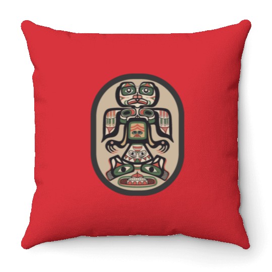 Northwest Native American Indian Haida Tribe Art Throw Pillows