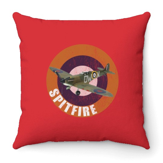 Famous WW2 Planes Supermarine Spitfire Throw Pillows