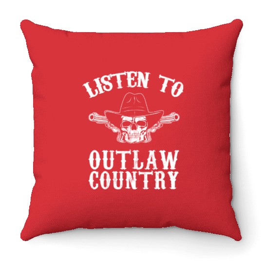 Southern Rebel Cowboy Listen To Outlaw Music Fan Throw Pillows
