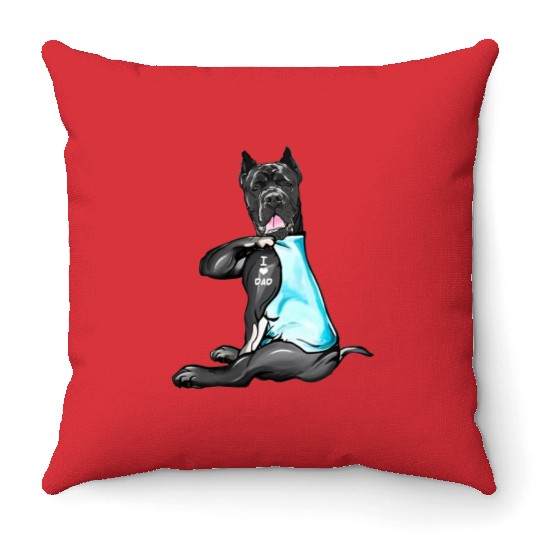 Cane Corso Tattoos I Love Dad Sitting Gift Father Throw Pillows