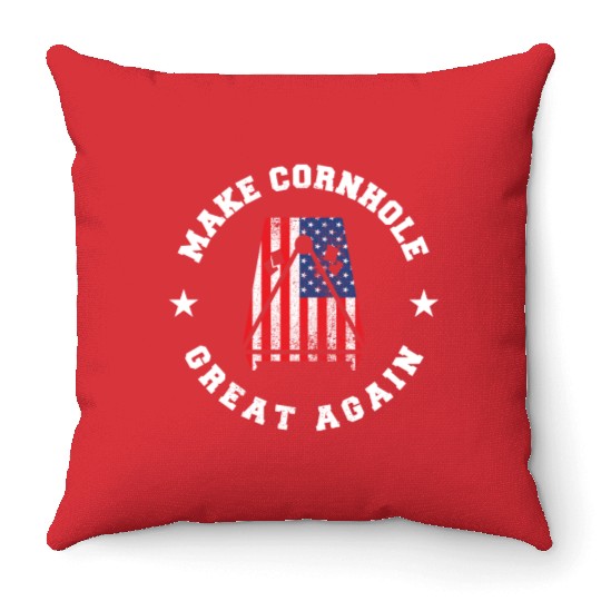 Make Cornhole Great Again Funny USA Gift Throw Pillows