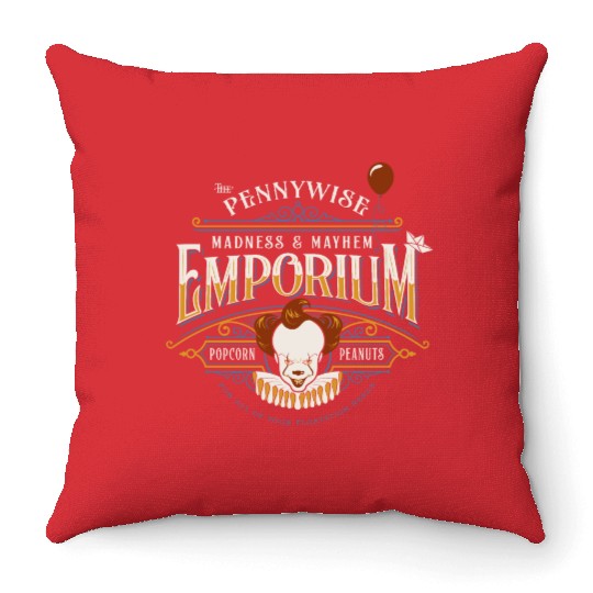The Pennywise Madness & Mayhem Emporium Throw Pillows