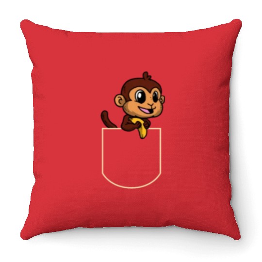 Ape In The Pocket Gift Monkey Pocket Throw Pillows