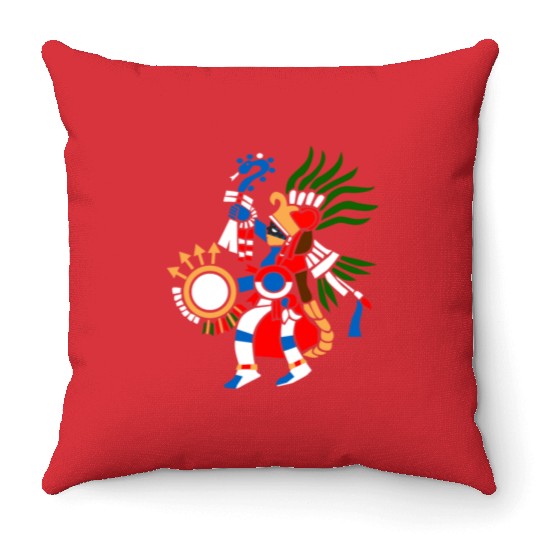 Aztec Symbol Aztec God of War Huitzilopochtli Throw Pillows