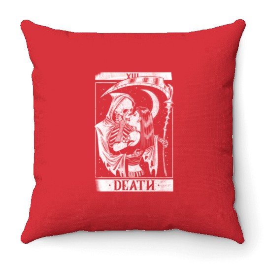 Blackcraft Death the Grim Reaper Kiss Tarot Card Throw Pillows