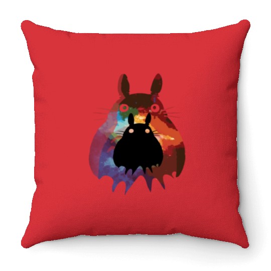Totoro Watercolor Silhouette Fantasy Fictional Throw Pillows