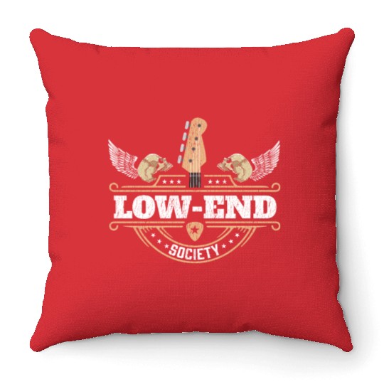 Bassist Low End Society Bass Guitar Player Throw Pillows