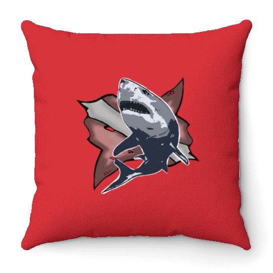Scuba Diving Shark Gift holiday retro Throw Pillows