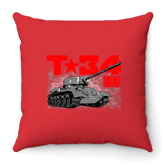 T-34-85 Soviet medium tank Throw Pillows