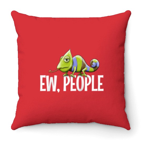 Grumpy Chameleon Lovers Sarcastic Joke Ew People Throw Pillows