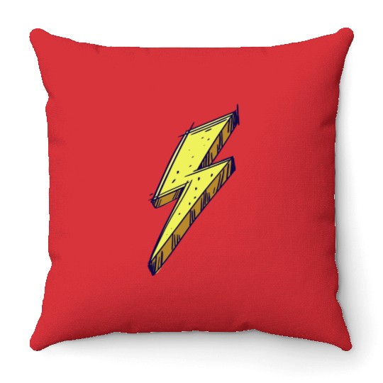 Lightning Bolt Color Illustration Throw Pillows