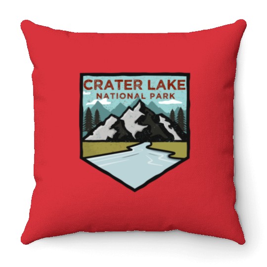 Retro Vintage Crater Lake National Park Gift Throw Pillows