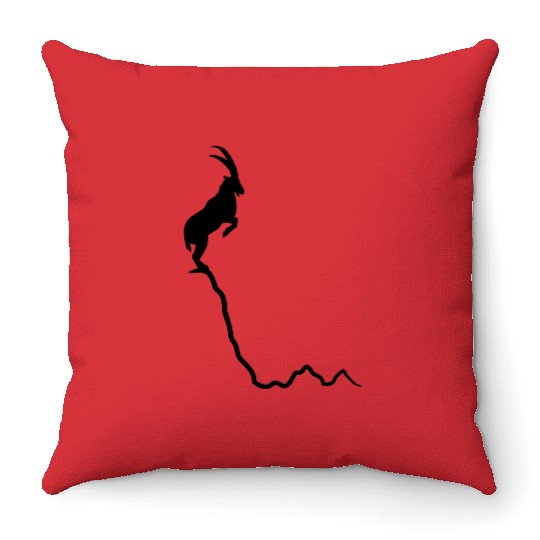 Mountain ibex, mountain goat Throw Pillows
