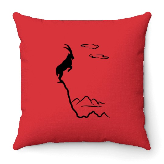 Mountain ibex, mountain goat Throw Pillows