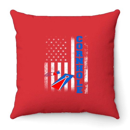 Cornhole Flag US American USA Player Game Bags Throw Pillows