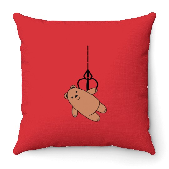 Teddy bear claw machine Throw Pillows