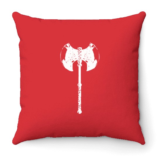 war axe battle axe late middle ages fantasy game Throw Pillows