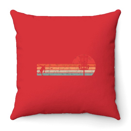 Discgolf Player Disk Golf Vintage Throw Pillows