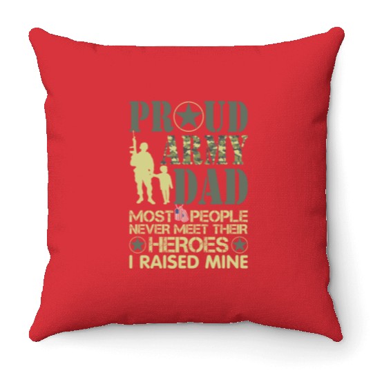 Proud Army National Guard Dad American Flag Throw Pillows