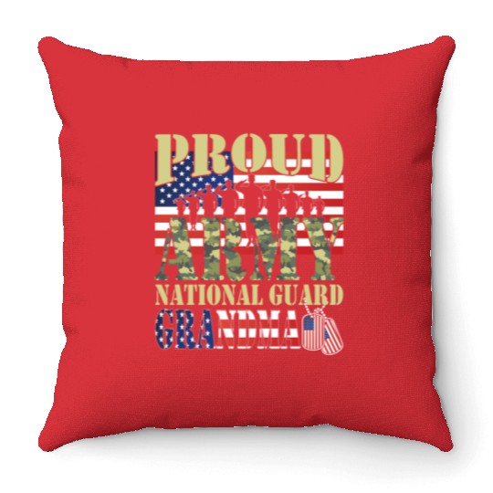 Proud Army National Guard Grandma Throw Pillows