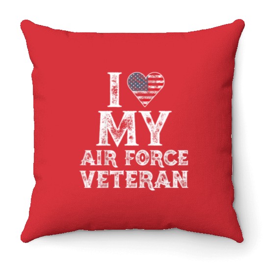 I Love My Air Force Veteran Vintage Gift Throw Pillows