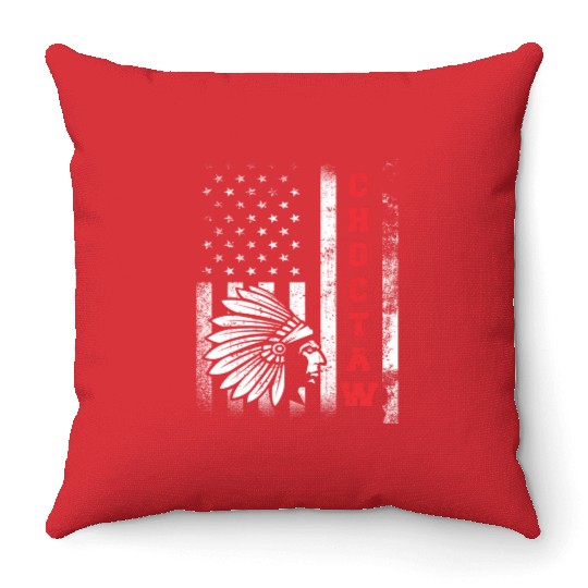 Choctaw Flag US USA Native American Indian Gift Throw Pillows