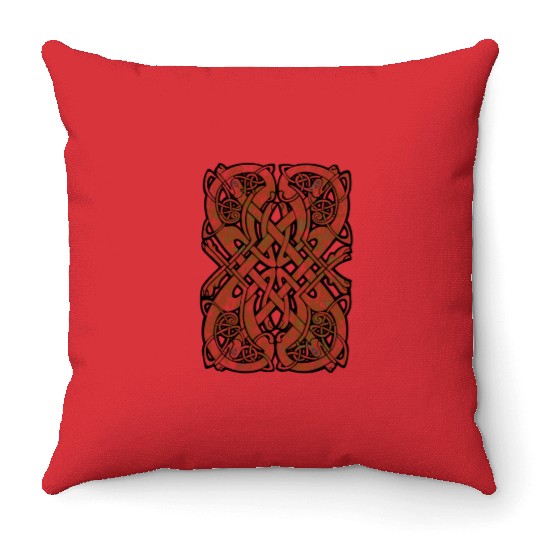 Orange Celtic art gift Throw Pillows